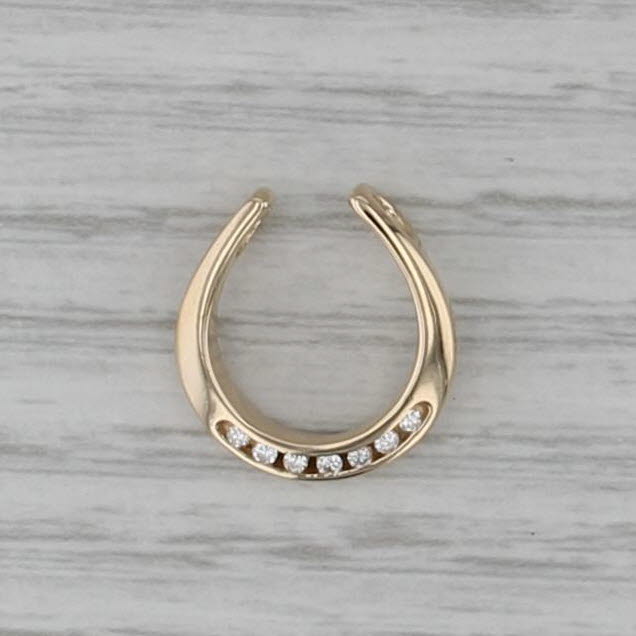 Diamond Horseshoe Pendant 14k Yellow Gold Small Floating Drop