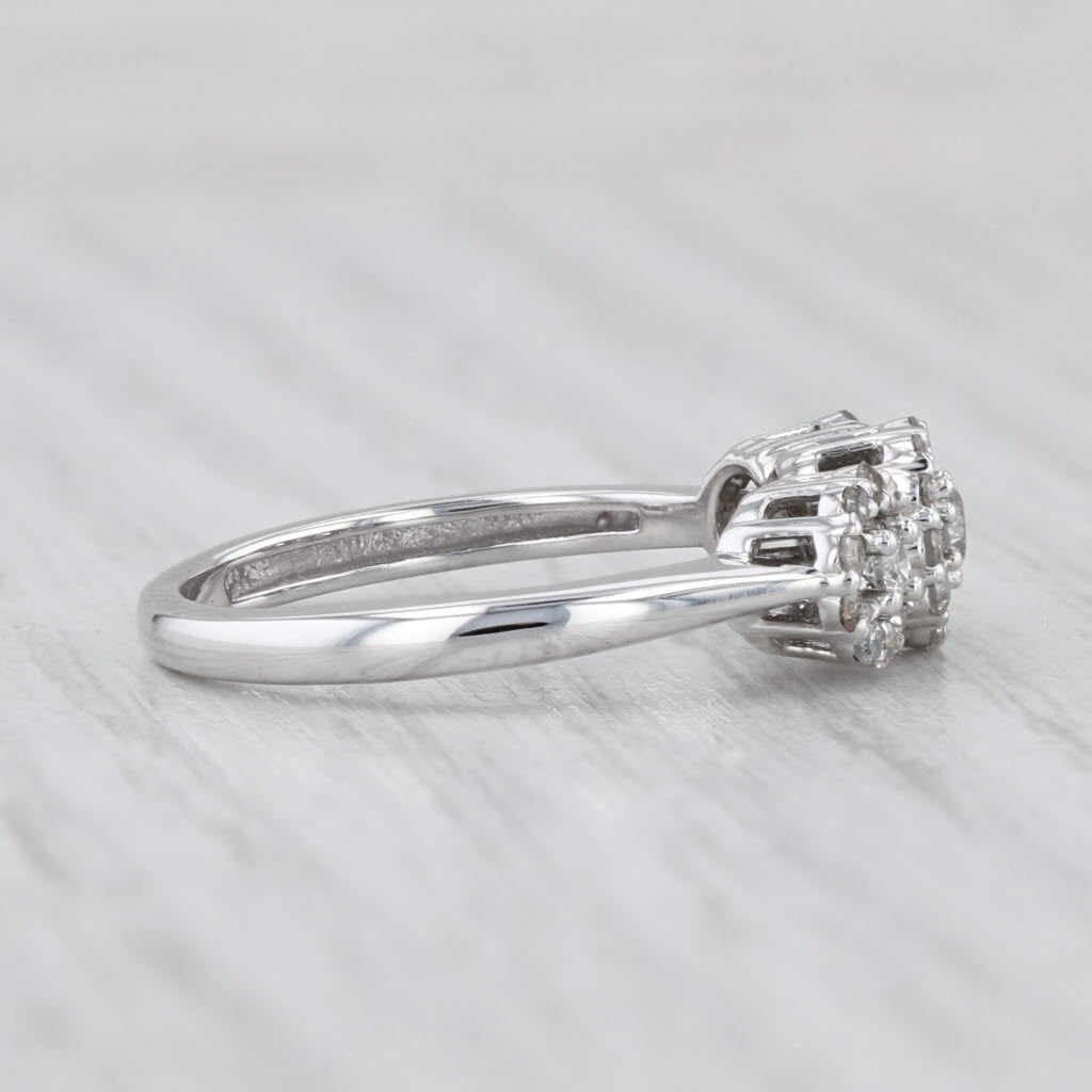0.40ctw Diamond Halo 3-Stone Ring 10k White Gold Size 7 Engagement