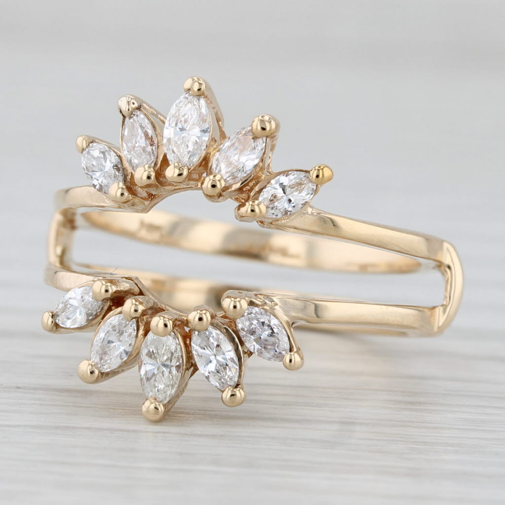 Light Gray 0.60ctw Diamond Ring Jacket Wrap 14k Yellow Gold Size 7.75 Wedding Band