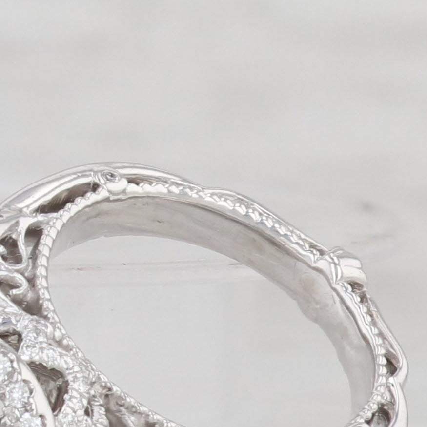 Light Gray Verragio 1.29ctw Round Diamond Halo Engagement Ring 14k White Gold Size 3.75 GIA