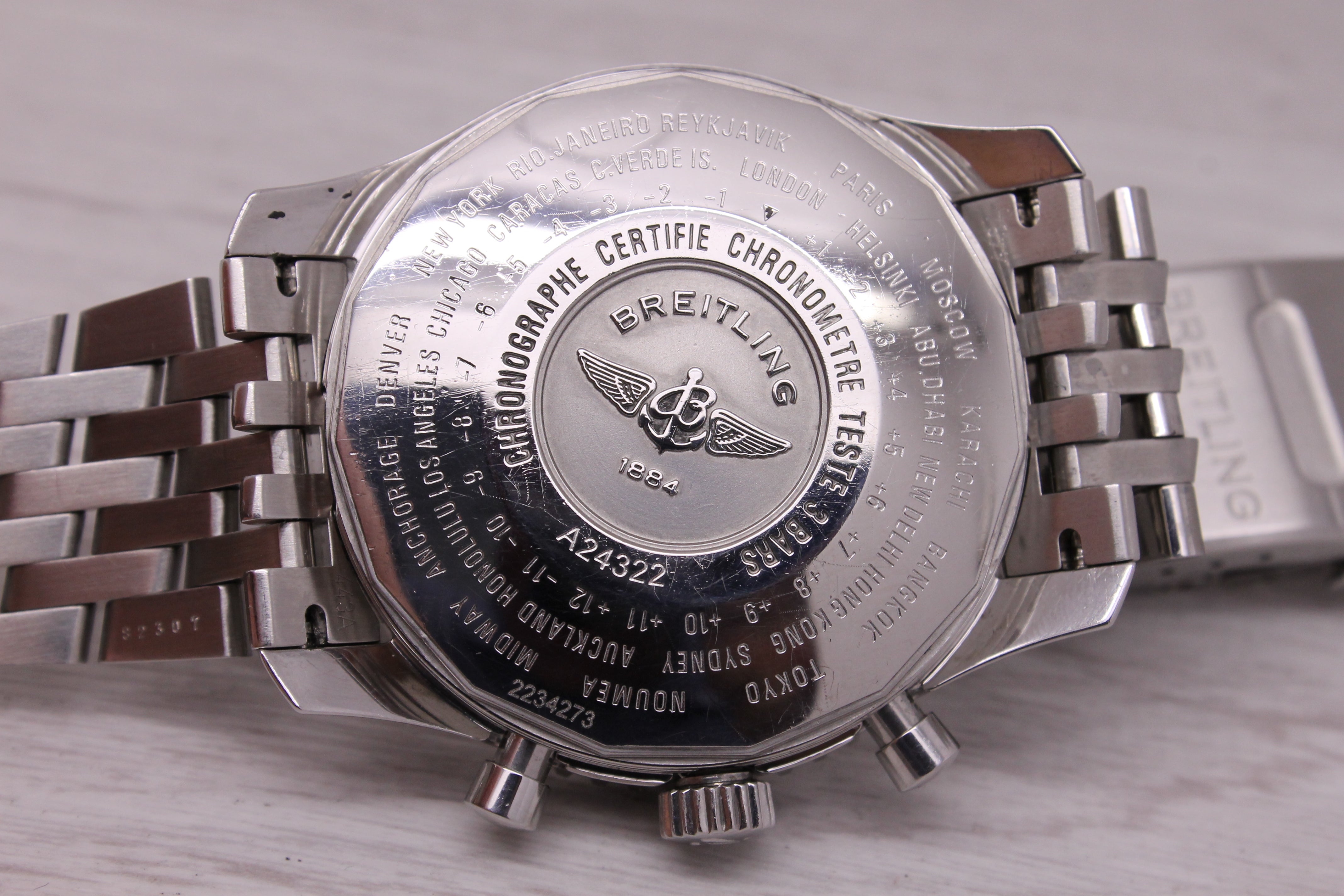 Dark Gray Breitling Navitimer GMT Mens 46mm Steel Automatic Chronograph Watch A24322