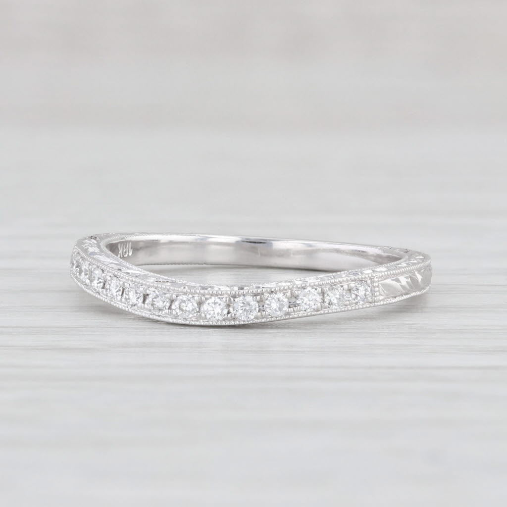 Light Gray New 0.15ctw Contoured Diamond Wedding Band 18k White Gold Size 6.5 Ring