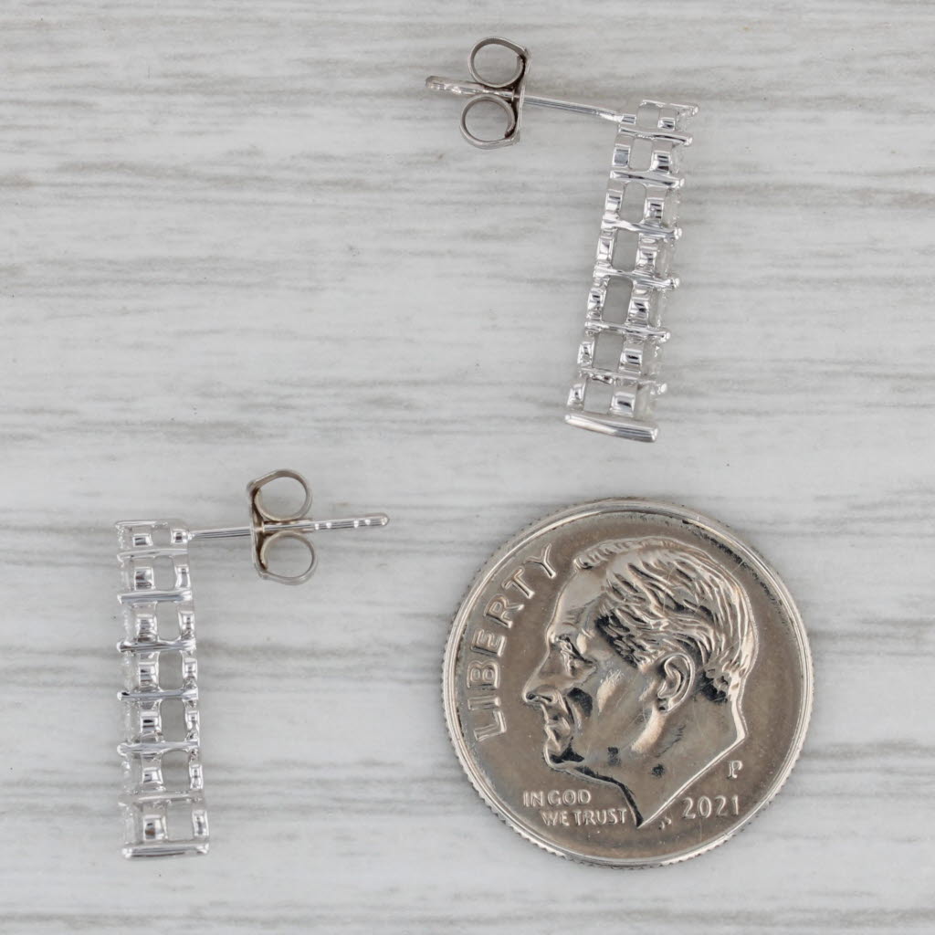 Gray 0.46ctw Contoured Diamond Journey Earrings 14k White Gold Drops