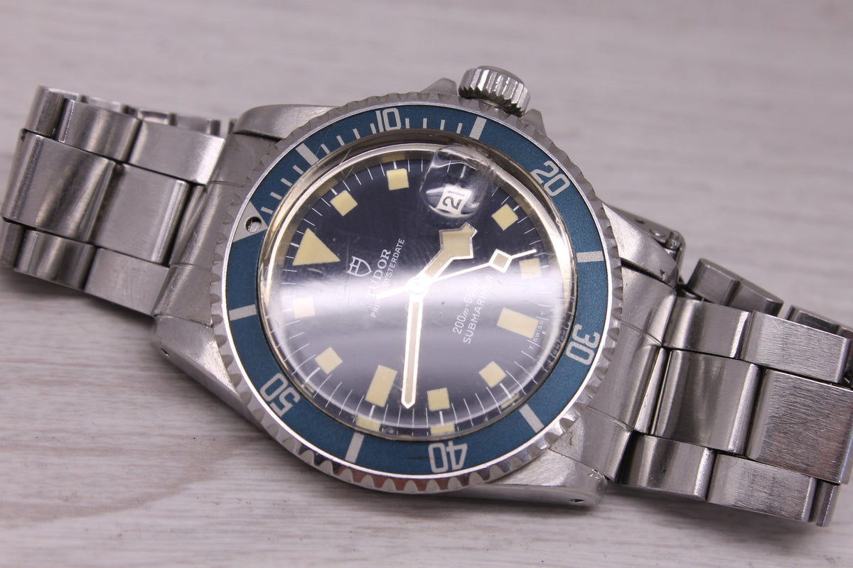 Vintage c1978 Tudor Submariner Blue Snowflake 94110 Mens Divers Watch Rolex 9315
