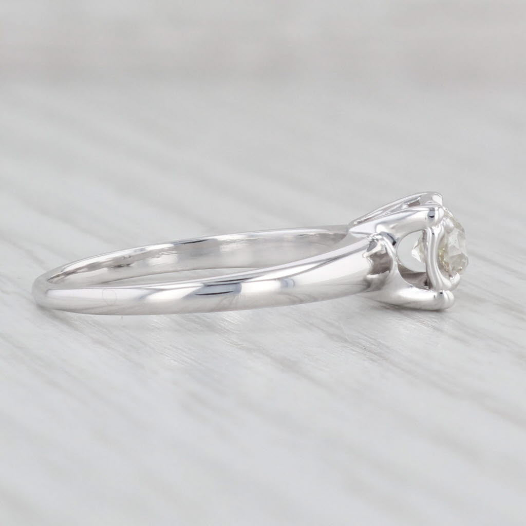 Light Gray 0.34ct Vintage Diamond Solitaire Engagement Ring 14k White Gold Size 6.5