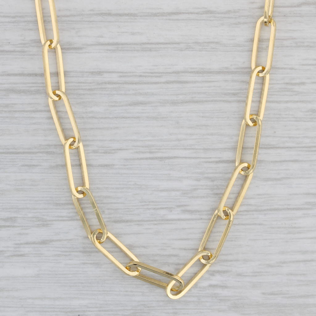 Gray New Paperclip Chain Necklace 14k Yellow Gold 20" 4.1mm