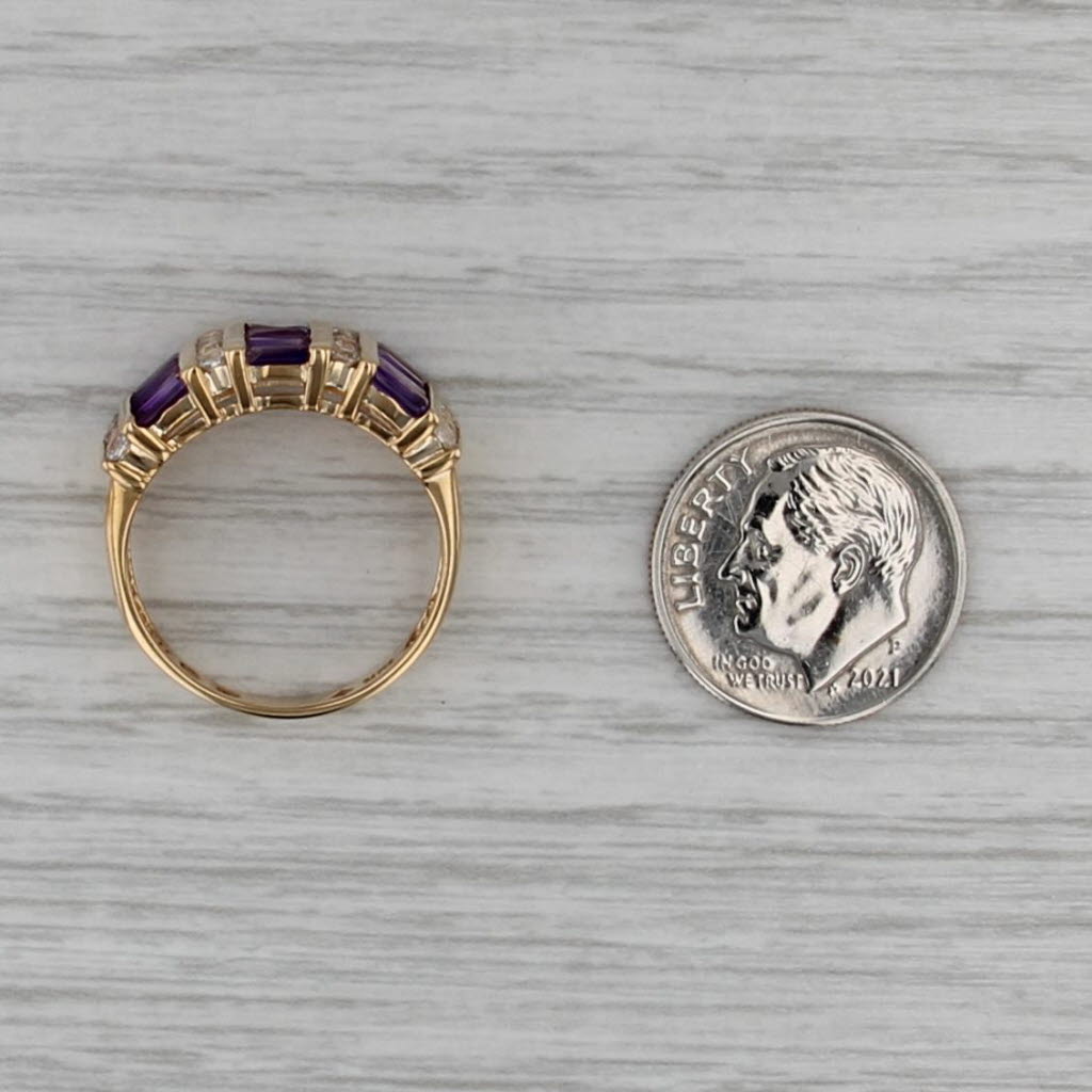 1.94ctw Amethyst White Sapphire Rows Ring 10k Yellow Gold Size 7