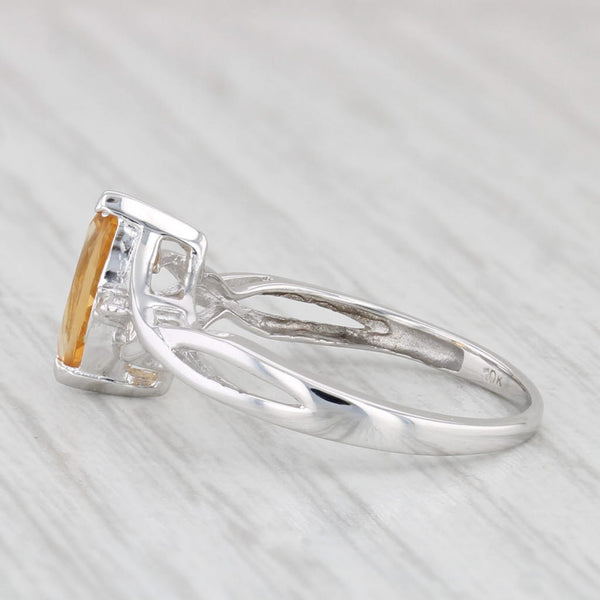 0.49ct Marquise Citrine Solitaire Ring 10k White Gold Size 5.5 Diamond Accents