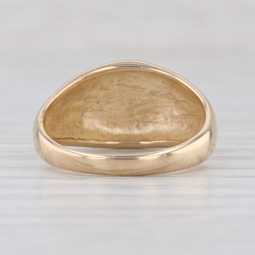 Vintage Engravable Oval Signet Ring 14k Yellow Gold Size 7.5
