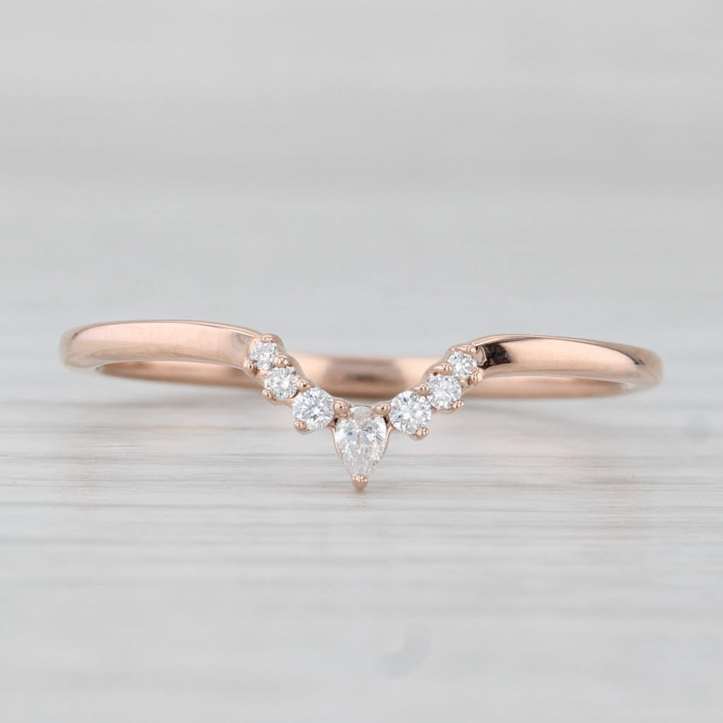 Light Gray Brilliant Earth Lunette 0.10ctw Diamond Ring 14k Rose Gold Stackable w/ Box