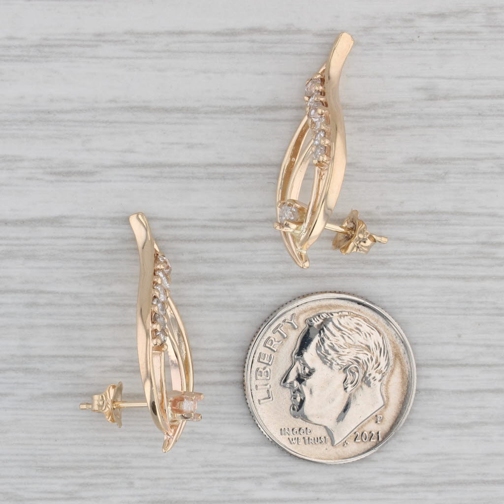 Gray 0.52ctw Diamond Teardrop Earrings 14k Yellow Gold