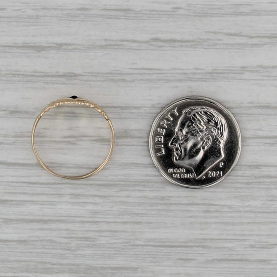 Antique Blue Glass Ring 10k Yellow Gold Size 3.75 Imitation Sapphire