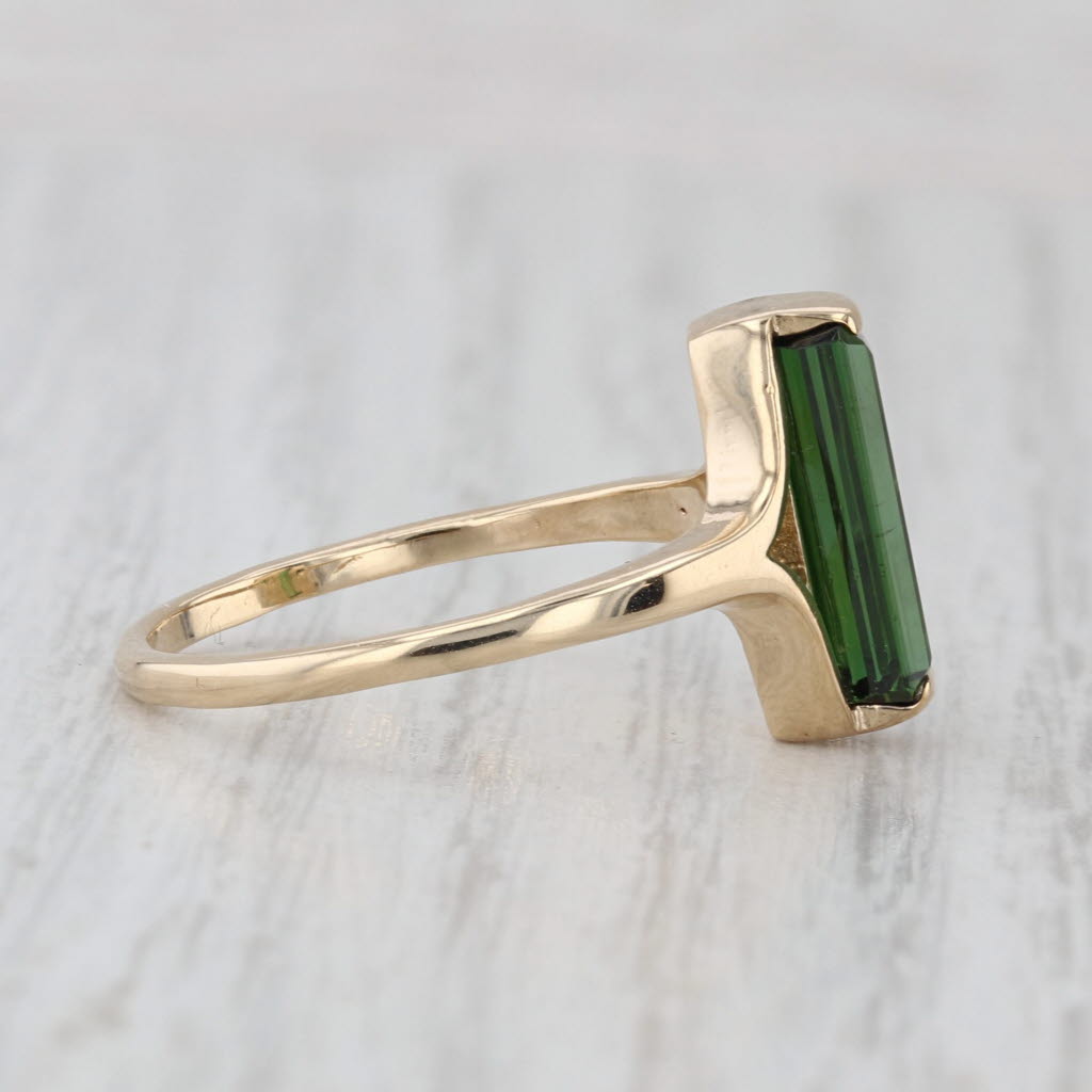 2ct Green Tourmaline Solitaire Ring 14k Yellow Gold Size 8