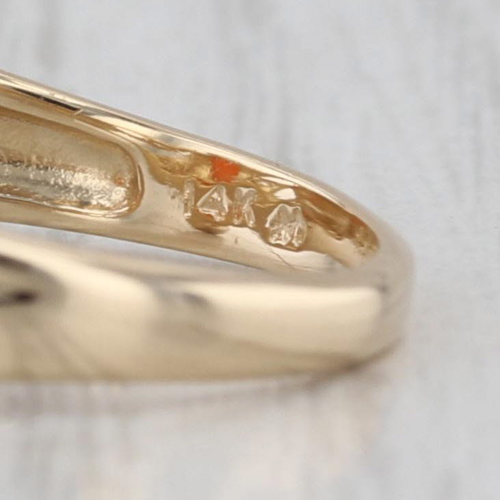 0.16ctw Coral Navette Cabochon Diamond Ring 14k Yellow Gold Size 6