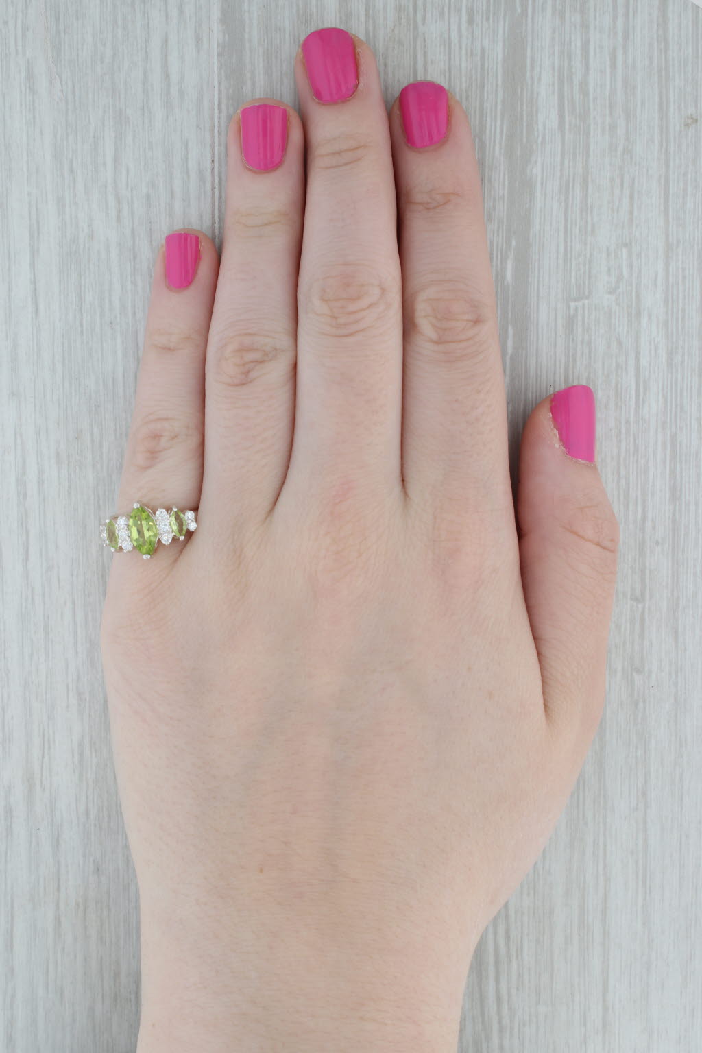 Gray 1.93ctw Marquise Peridot Cubic Zirconia Ring Sterling Silver Size 6