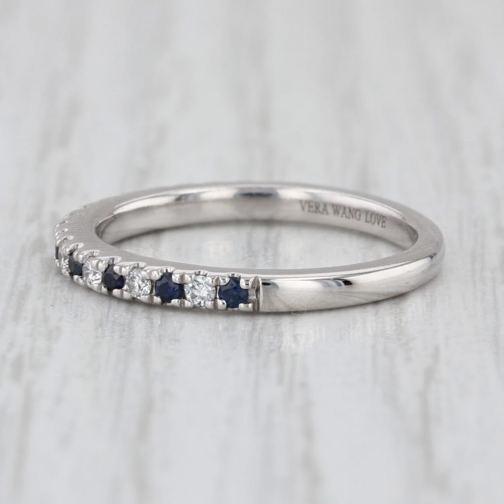 Vera Wang Love 0.29ctw Sapphire Diamond Band 14k Gold Stackable Wedding Ring