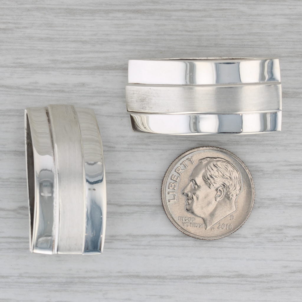 Gray Sterling Silver Vintage Clip On Earrings Mexico Statement Drops
