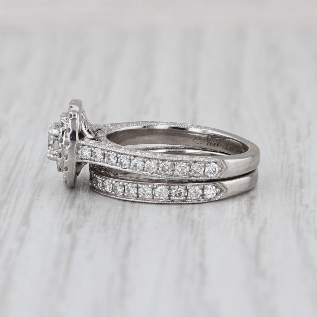Neil Lane 1.17ctw Diamond Halo Engagement Ring Wedding Band 14k Gold Size 5