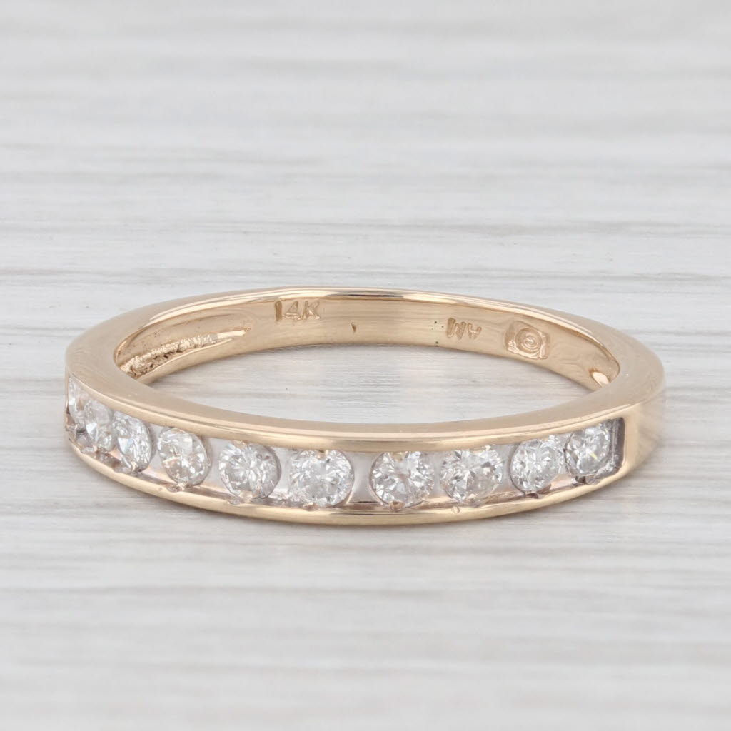 Light Gray 0.30ctw Diamond 14K Yellow Gold Wedding Band Stackable Ring Size 6