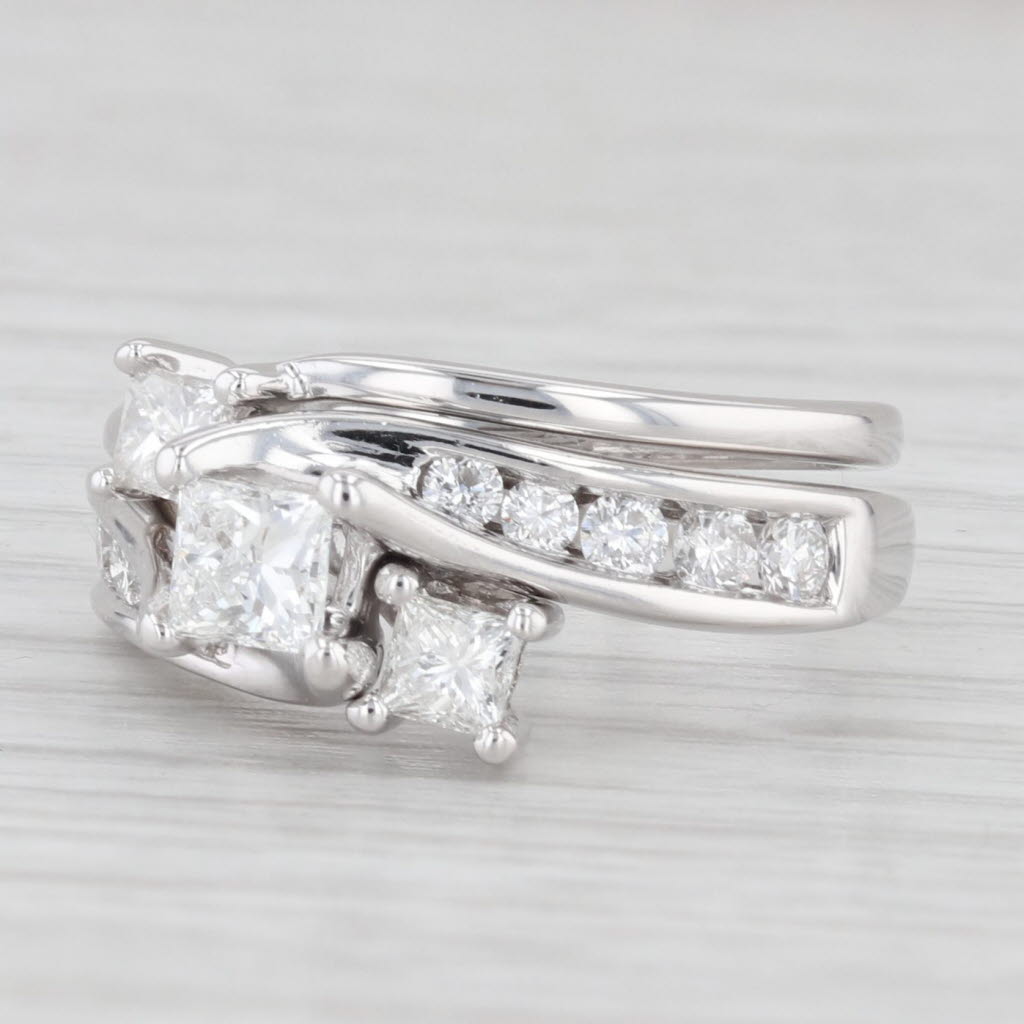 Light Gray 0.91ctw Diamond Engagement Ring Wedding Band Jacket Bridal Set 14k Gold Size 5