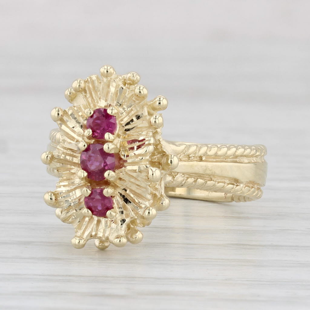 Light Gray 0.38ctw Ruby 3-Stone Ring 14k Yellow Gold Size 6.75