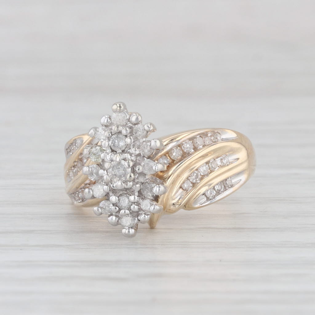 Light Gray 0.33ctw Diamond Cluster Ring 10k Gold Size 7.25 Bypass