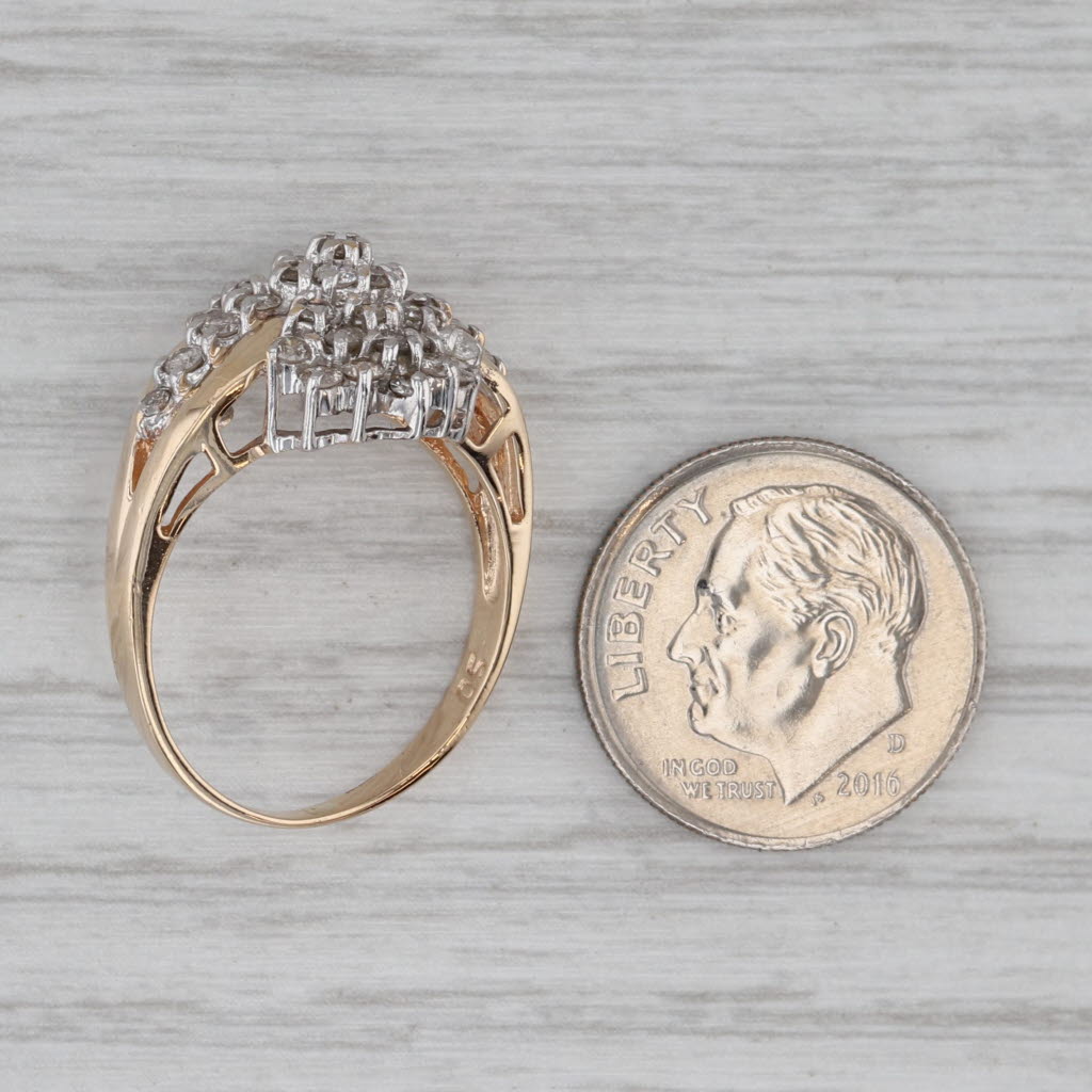 Gray 0.80ctw Diamond Cluster Ring 14k Yellow Gold Size 7 Cocktail