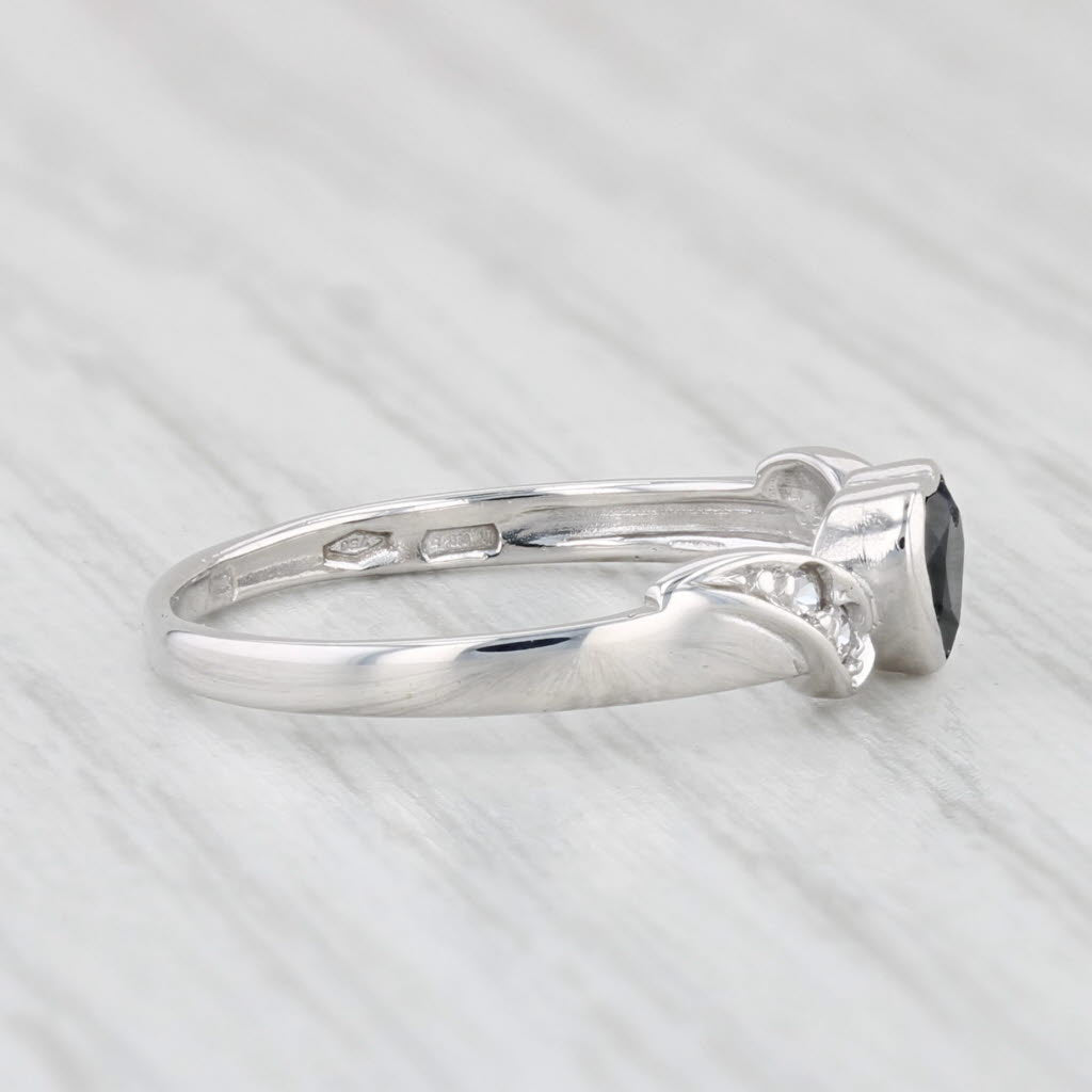 Light Gray 0.53ctw Blue Sapphire Heart Cubic Zirconia Ring 18k White Gold Size 6