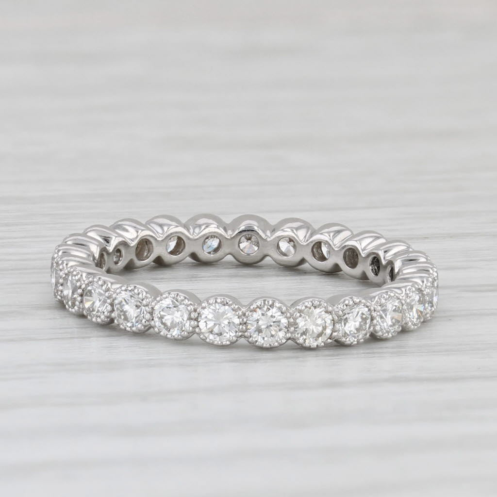 Light Gray 0.75ctw Diamond Eternity Band 14k White Gold Wedding Ring Size 5.5 Stackable
