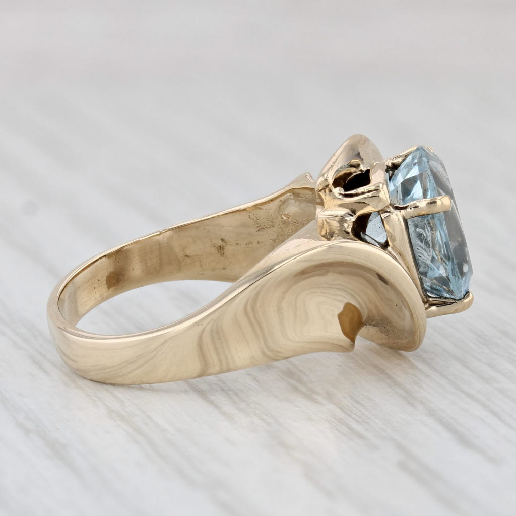 Light Gray 2.50ct Oval Aquamarine Solitaire Ring 10k Yellow Gold Size 7 Bypass