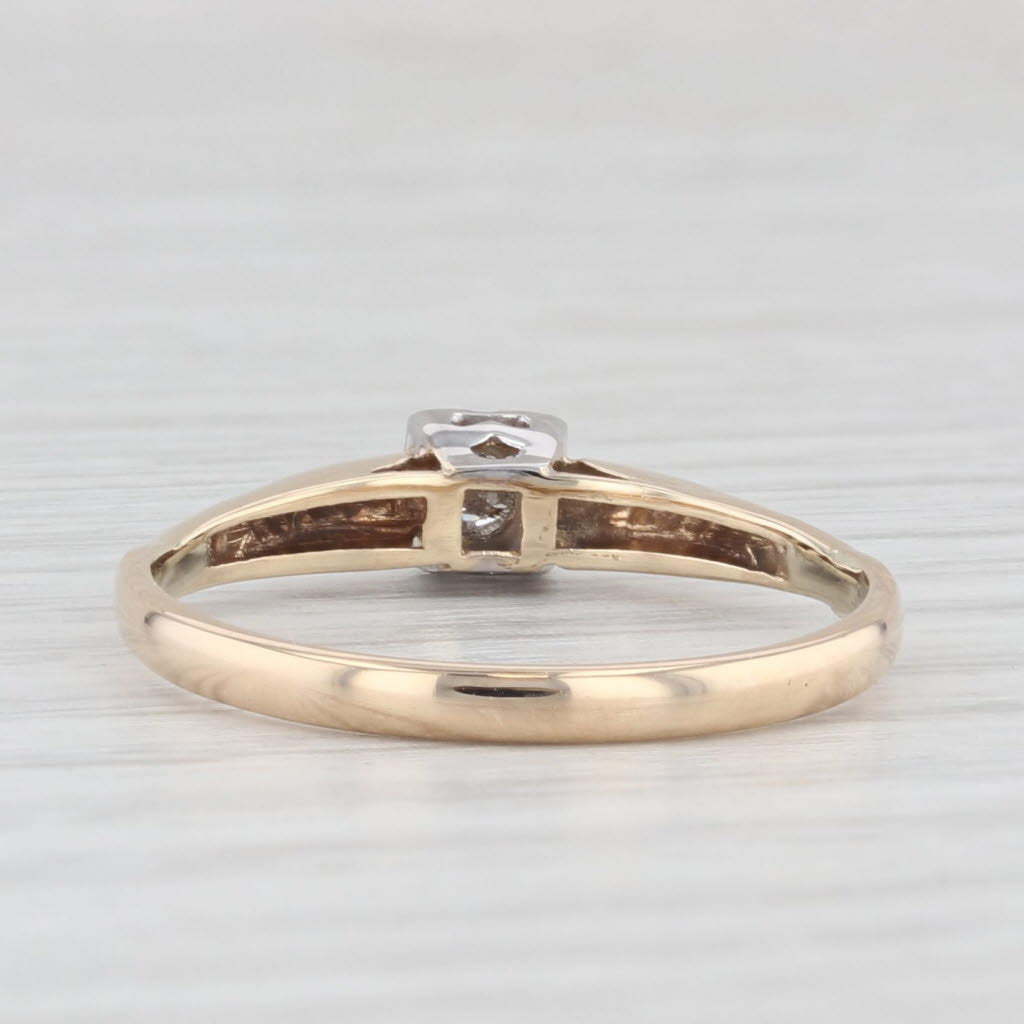 Light Gray Vintage Diamond Solitaire Engagement Ring 14k Gold Size 8 Old European Cut