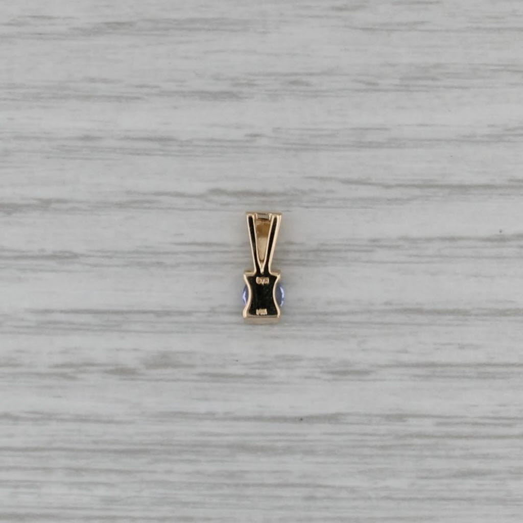 0.36ct Round Tanzanite Solitaire Pendant 14k Yellow Gold Small Drop