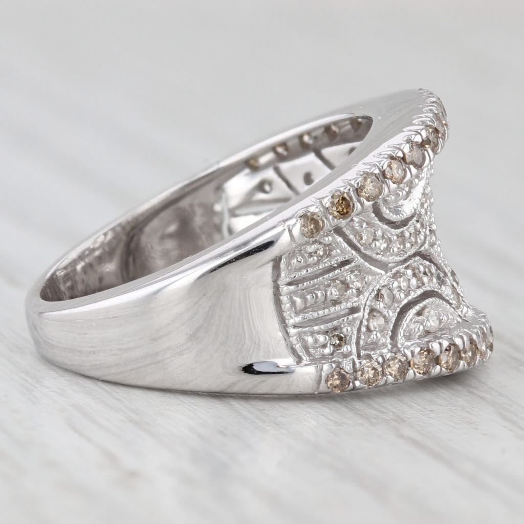 0.58ctw Concave Diamond Ring 10k White Gold Size 6.75 Cocktail