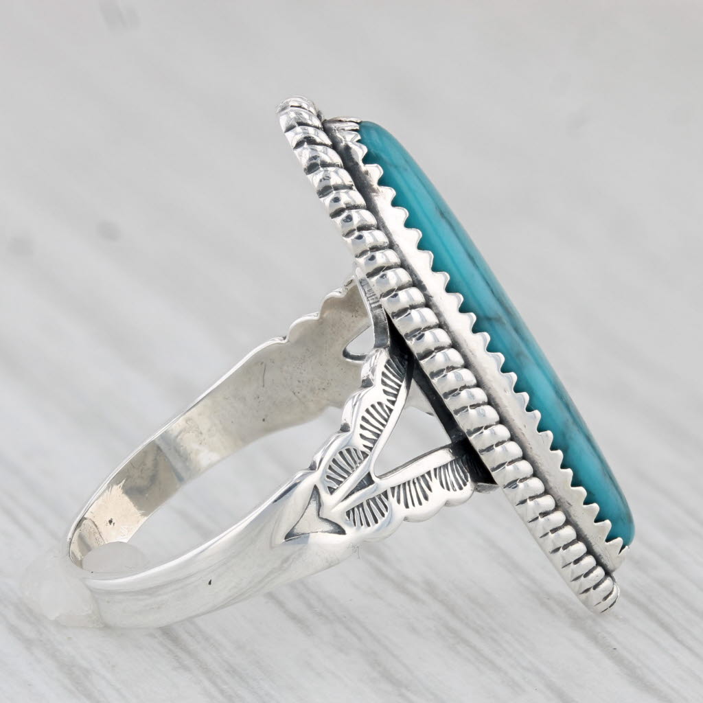 Light Gray Vintage Imitation Turquoise Ring Sterling Silver Size 6 Native American Signed