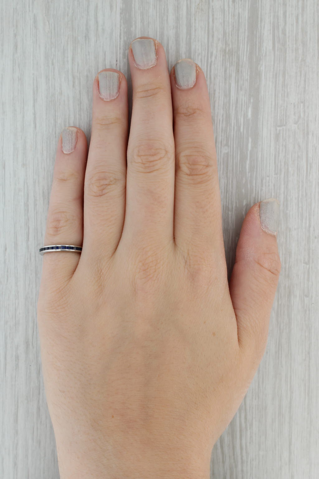 Dark Gray Vintage 1.70ctw Lab Created Sapphire Eternity Ring Palladium Wedding Band Sz 6