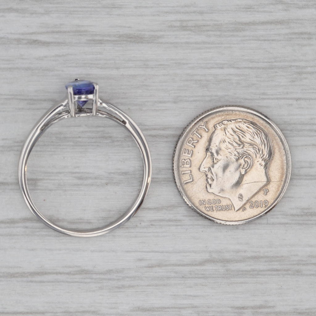 Gray 0.74ct Pear Tanzanite Solitaire Ring 10k Gold Size 7 COA Jacque Christie