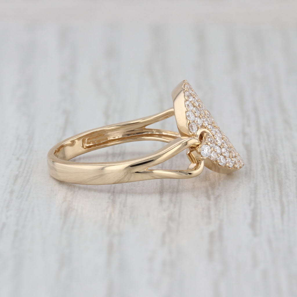 Sonia B 0.95ctw Diamond Pave Disk Lin Ring 14k Yellow Gold Size 10.25 R9053