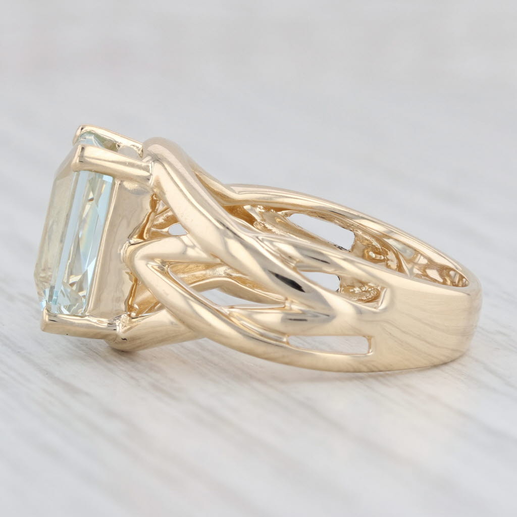 Light Gray 4.56ct Aquamarine Solitaire Ring 14k Yellow Gold Size 8.25