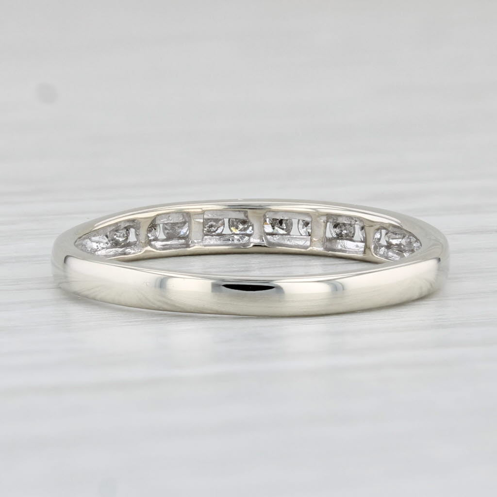 Light Gray 0.22ctw Diamond Wedding Band 10k White Gold Size 7.25 Stackable Ring