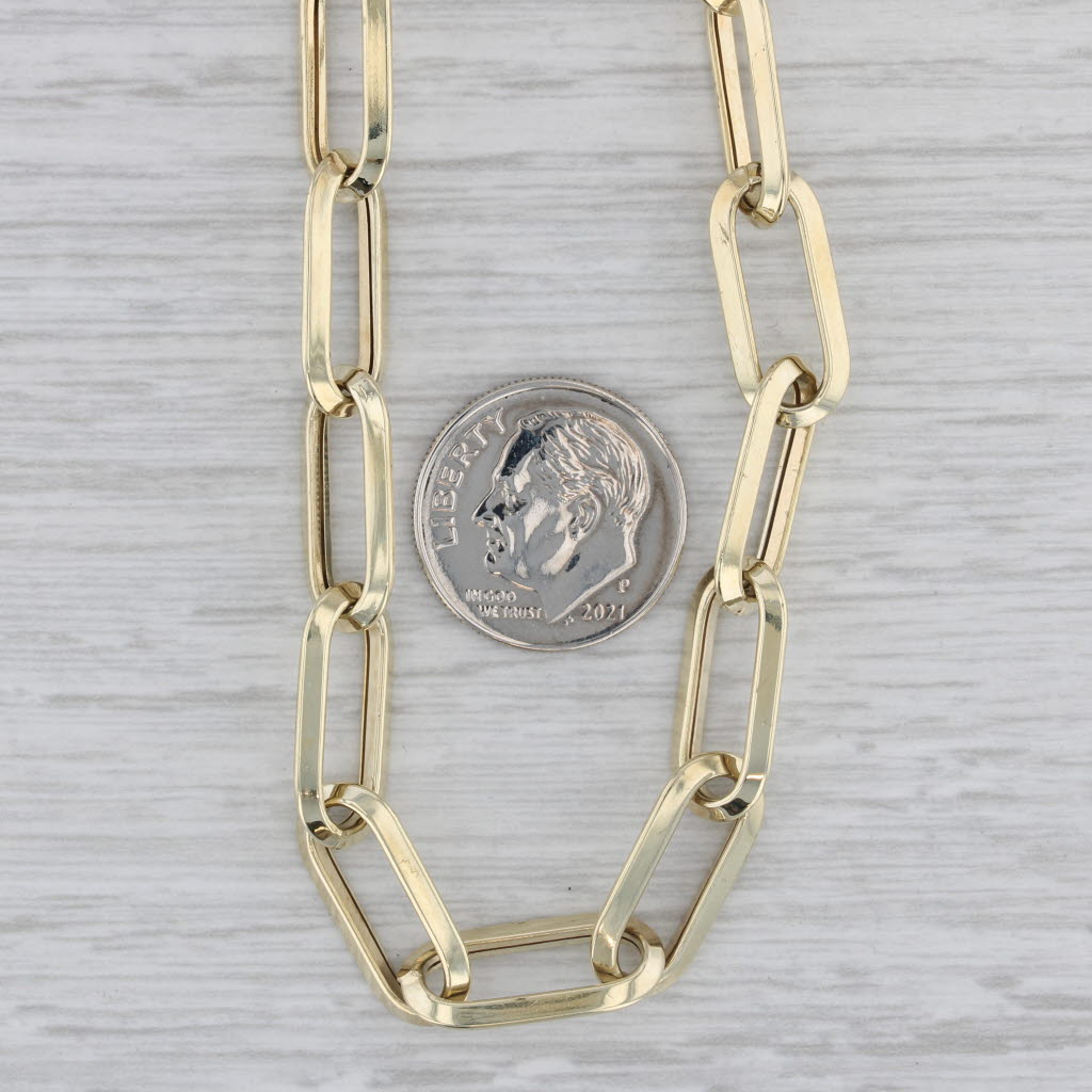 Gray Elongated Cable Chain Necklace 14k Yellow Gold 31.5" 7.6mm Brev