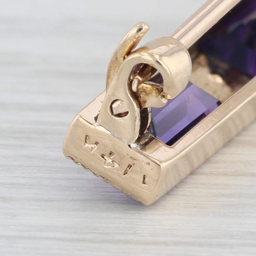 Light Gray Vintage 8.80ctw Amethyst Pearl Bar Pin 14k Yellow Gold Brooch