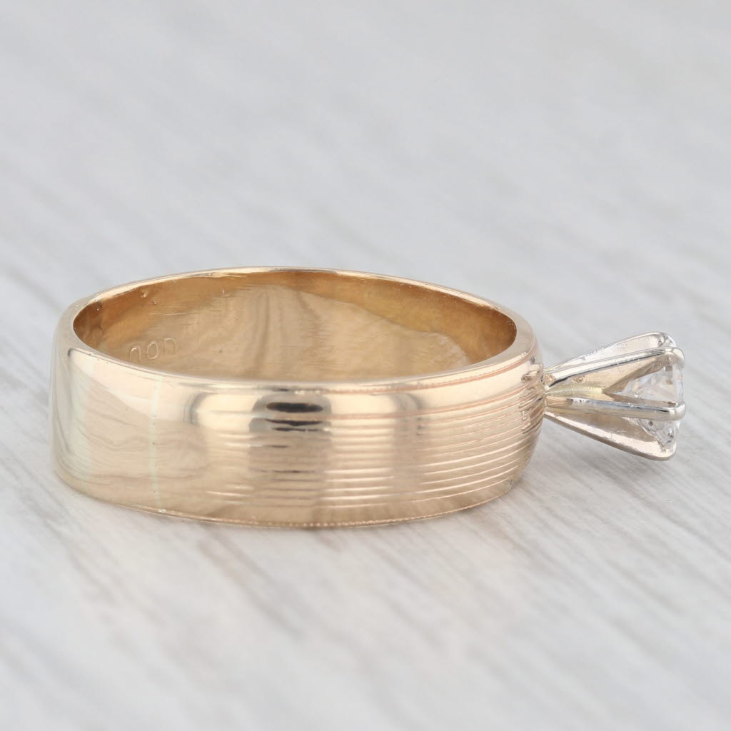 Light Gray 0.33ct Round Solitaire Diamond Engagement Ring 14k Yellow Gold Size 8