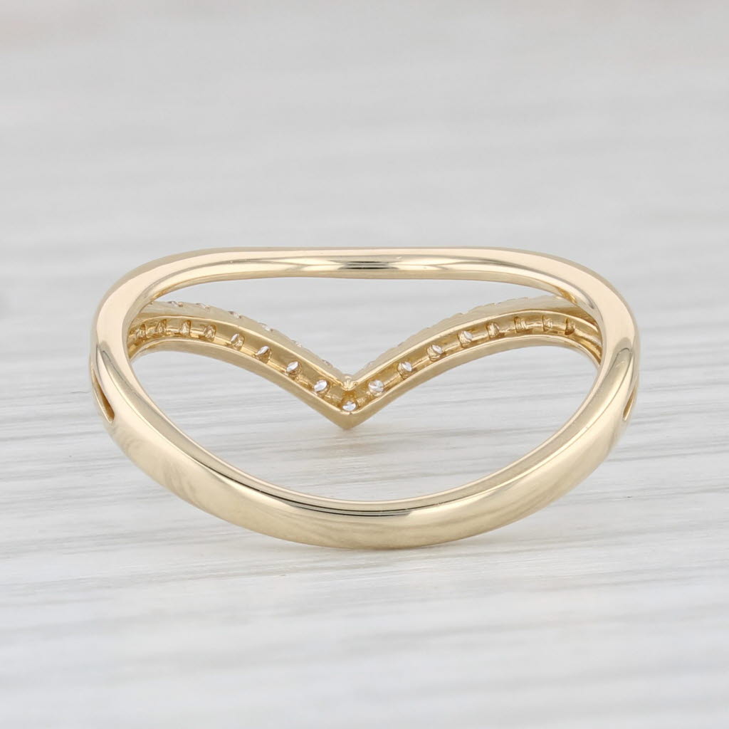 Light Gray 0.20ctw Diamond Contoured V Band Ring 14k Yellow Gold Size 6.5 Stackable