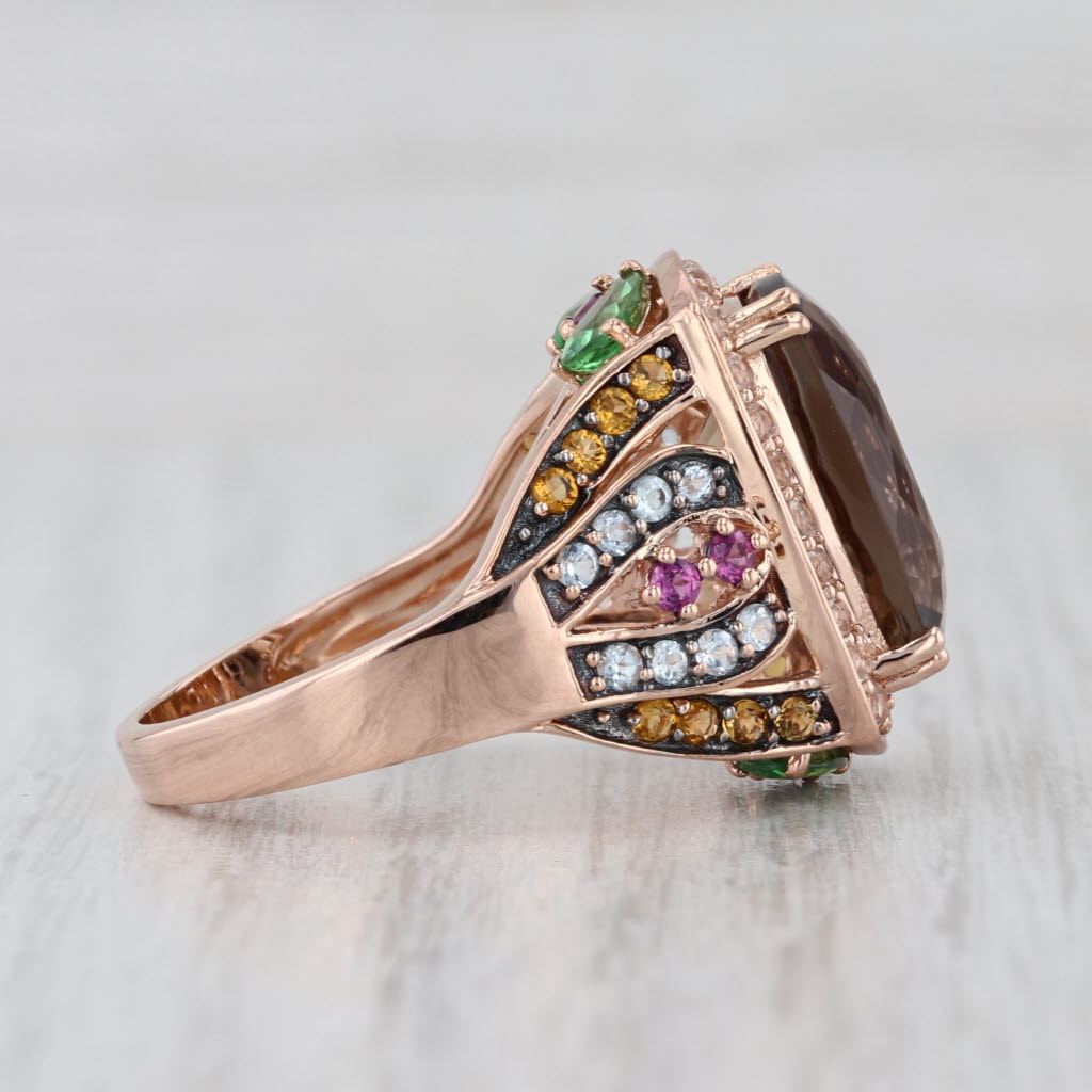 Le Vian 8.37ctw Smoky Quartz Topaz Citrine Tsavorite Garnet Ring 14k Rose Gold