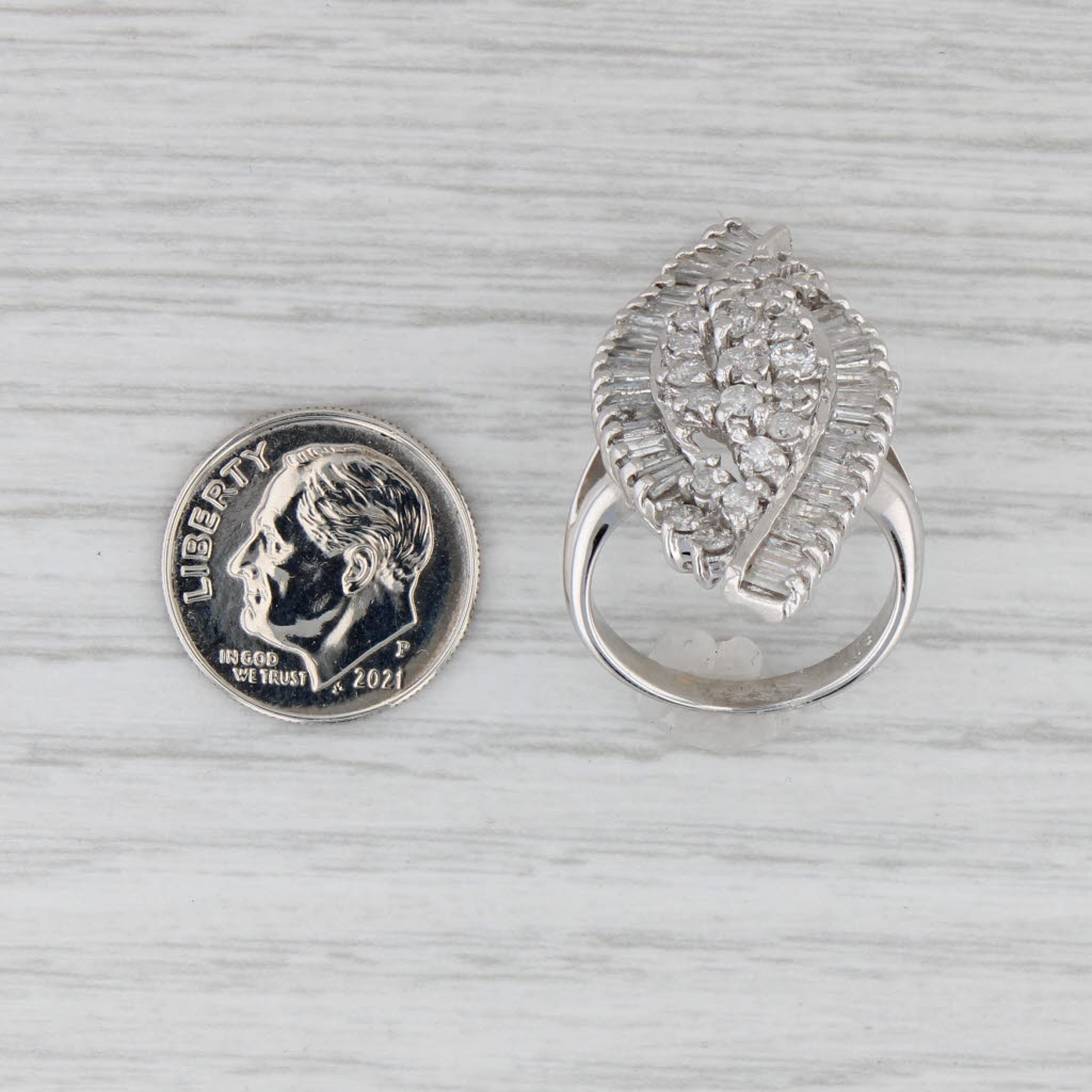 Gray 2.20ctw Diamond Cluster Cocktail Ring 14k White Gold Size 6.25