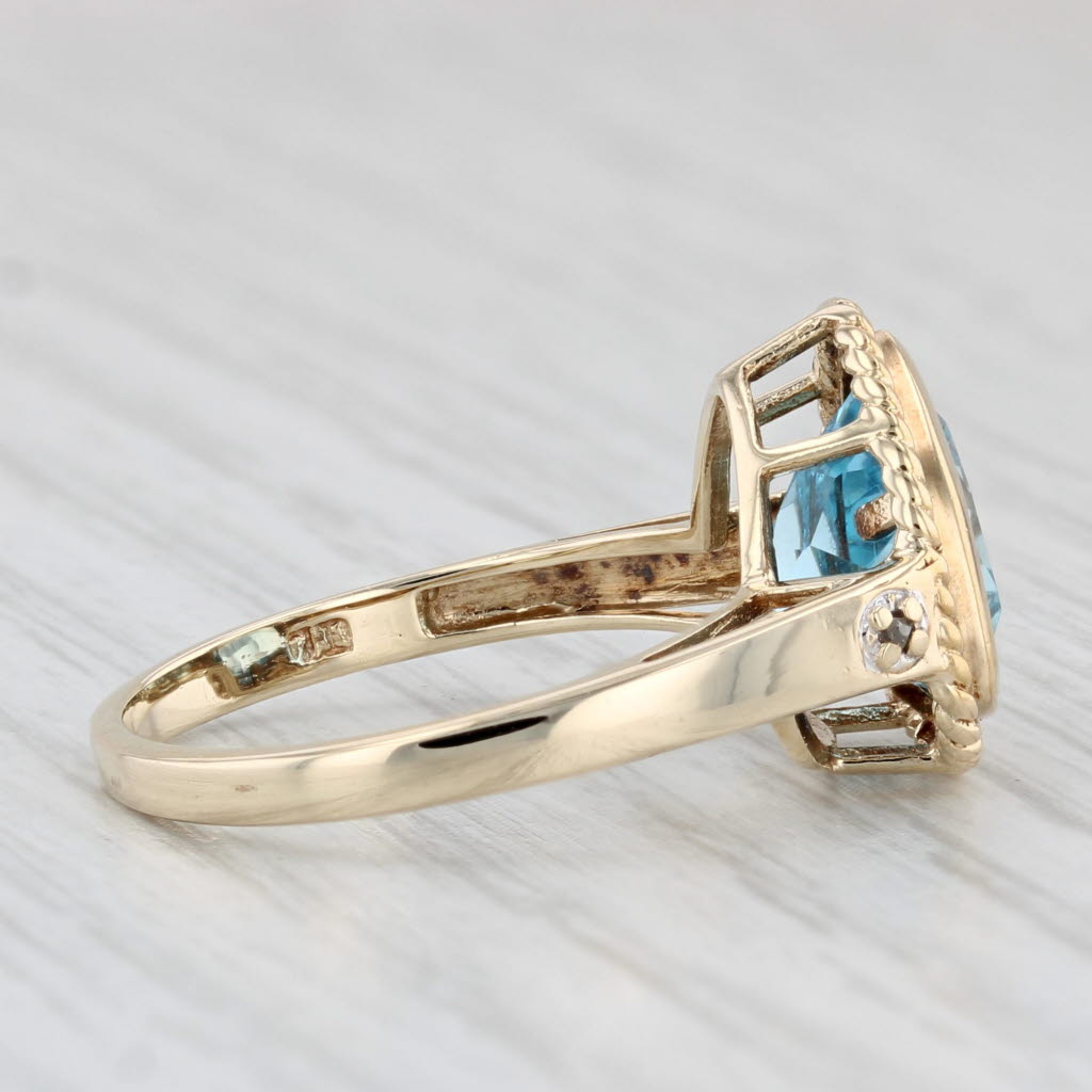 Light Gray 3.10ctw Trillion Blue Topaz Diamond Ring 10k Yellow Gold Size 6.75