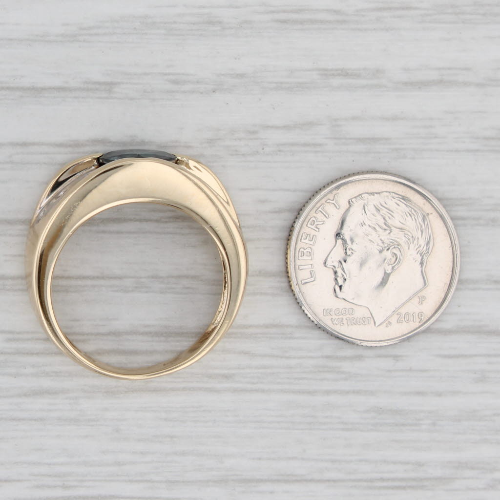 Gray 2.15ctw Pear Blue Sapphire Diamond Ring 14k Yellow Gold Size 7.5 Band