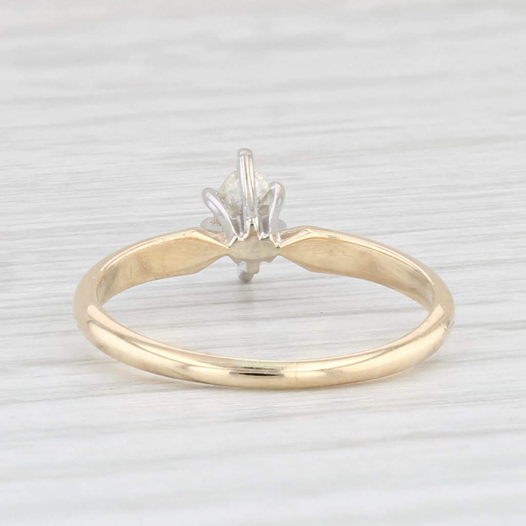 Light Gray 0.18ct Marquise Brilliant Solitaire Engagement Ring 14k Yellow Gold Size 5