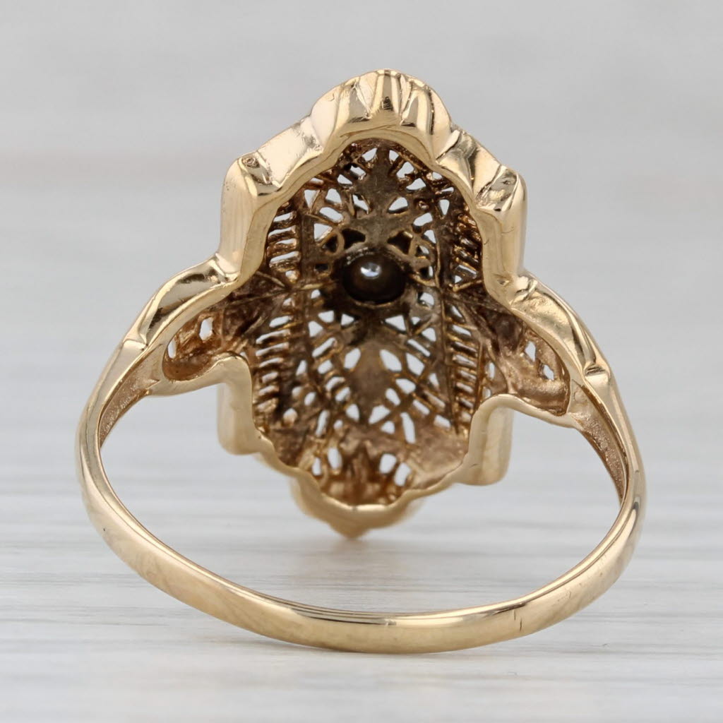Gray Diamond Accented Filigree Ring 10k Yellow Gold Size 9.25