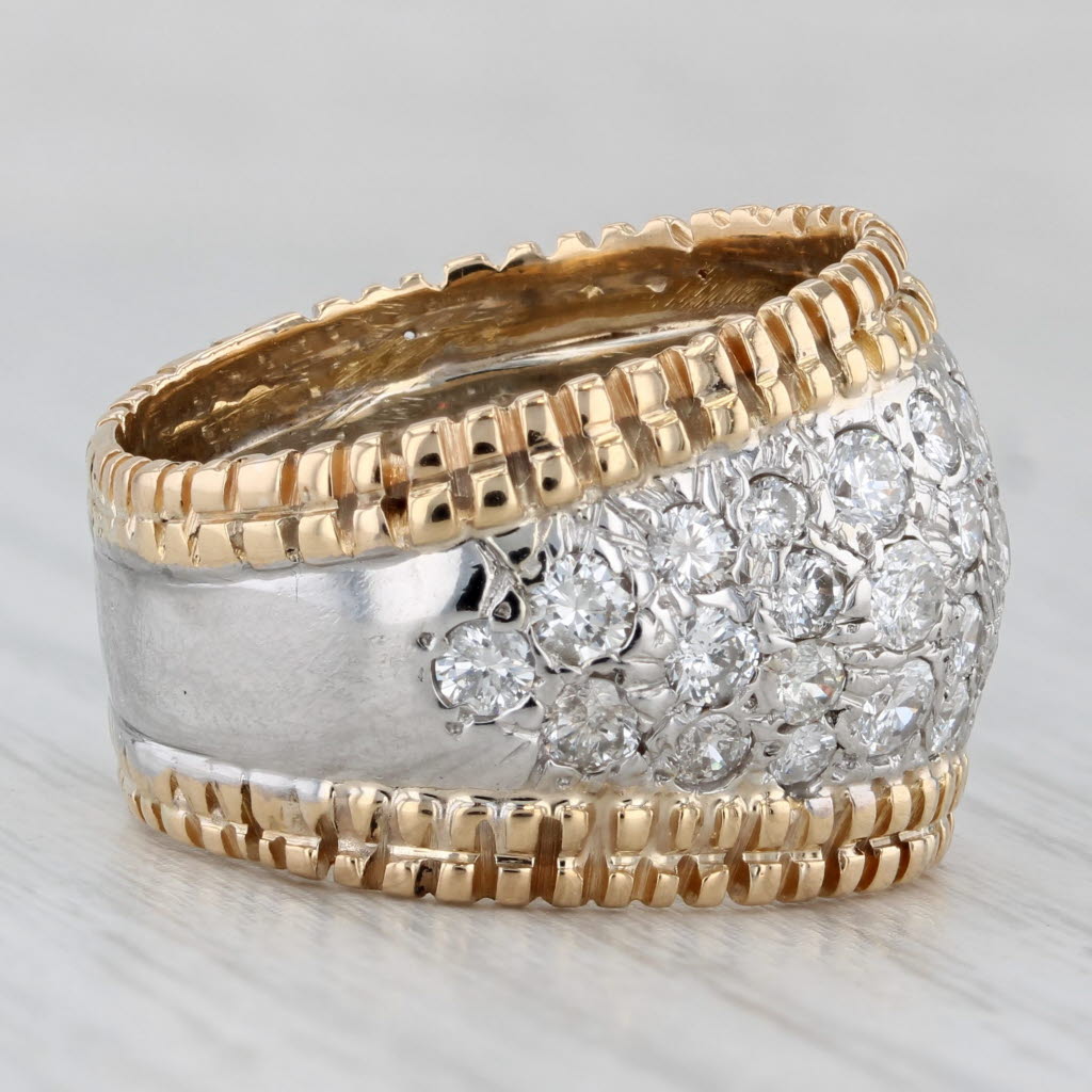 Gray 2.50ctw Pave Diamond Ring 14k White Yellow Gold Size 8.5 Cocktail